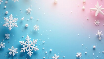 Delicate snowflakes on a pastel blue and pink Christmas background, blue, snowflake, snow