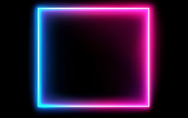 Fototapeta premium Square-shaped rectangle frame showcased with vibrant two-tone neon colors.