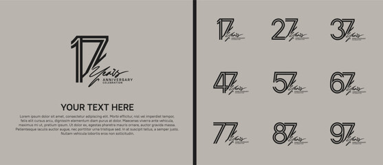 logo anniversary set. black color with black handwriting on brown background for special event