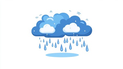 Obraz premium 7.Heavy rain sign. Weather icon. Partly cloudy sign. Gloomy clouds on white background. Frowning sky logo. Flat vector image. Design element. Vector illustration