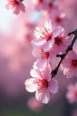Obraz premium Petals of higan cherry blossoms unfurl slowly, trees, blossoming