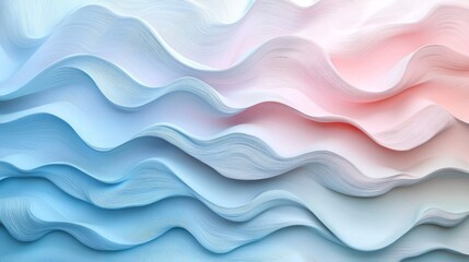 Obraz premium Abstract Pastel Wave Pattern: Serene Blue and Pink Undulating Layers