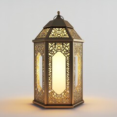 Illuminated ornate lantern, studio shot, Ramadan, celebration, decor