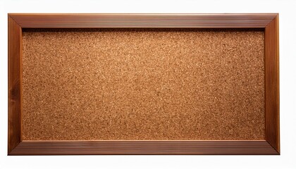 Fototapeta premium Empty cork board. Rectangular Cork Bulletin Board With Wooden Frame. The Board Is Displayed Against A White background.