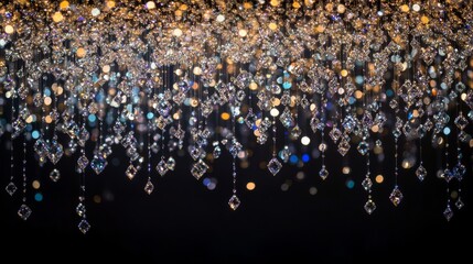 74.A cascade of sparkling diamonds falling against a soft black velvet background, their facets reflecting light in a symphony of brilliance and color.