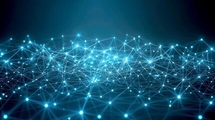 Obraz premium Abstract Network Connections: Futuristic Digital Technology Background. A mesmerizing visualization of interconnected nodes and lines, representing global communication and data flow.