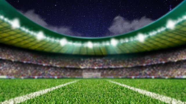 Sport field stadium soccer cinematic video hd with supporter and camera flash light