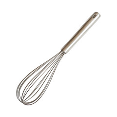 Minimalist Stainless Steel Whisk Isolated on Transparent Background