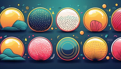 Obraz premium Memphis style template collection. Set of abstract creative concept background 