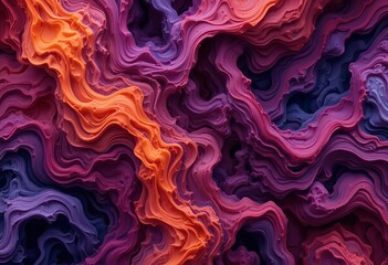 Obraz premium An abstract painting with a mix of purple, orange, indigo, and maroon colors