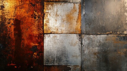 Rustic Metal Tiles Wall Art: A Modern Geometric Design