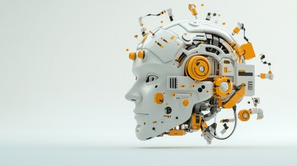 Futuristic Robot Head Design with Sharp Details for Technology Showcase