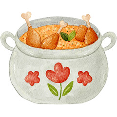 Elements of chicken opor on the food menu in the month of Ramadan