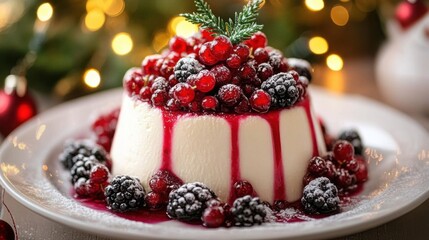 Christmas dessert with fresh berries