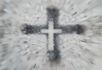 Fototapeta premium A blurry image of a Christian cross