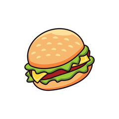 Cheese Burger Cartoon Icon Illustration
