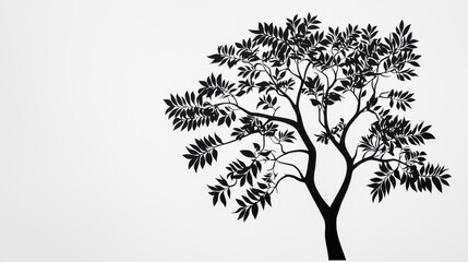 Obraz premium Towering Silhouette of Eucalyptus Tree Against White Background