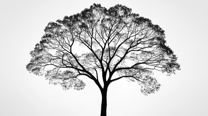 Obraz premium Tall Black Silhouette of a Eucalyptus Tree Against a Bright Background