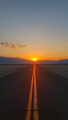 Fototapeta premium Desert highway sunset sunrise landscape travel