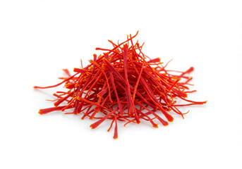 High-Quality Saffron Threads Displayed on Rustic Wooden Plate