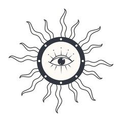 Hand Drawn Mystical Celestial with Seamless Pattern Design. Isolated Vector Illustration.