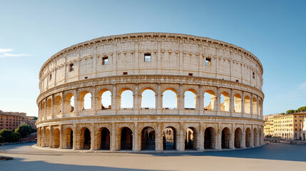 Naklejka premium Colosseum in Rome showcases stunning architecture under clear sky