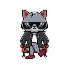 cute cat sits on a chair posing like a mafia boss 