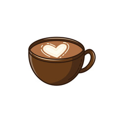 Coffee Love Foam With Beans Cartoon Icon Illustration.