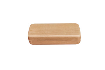 Single closed wood glasses box isolated on white background , clipping path