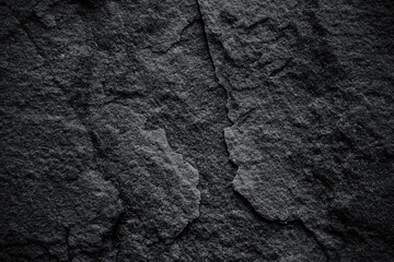 Fototapeta premium Black slate stone with natural cracked on old wall texture dark background