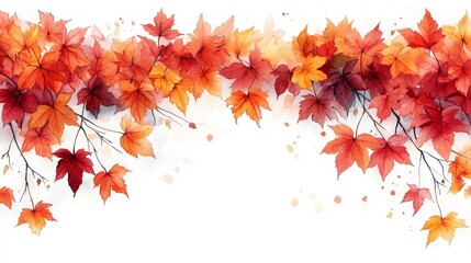 Bright Autumn Leaves Watercolor Illustration. Generative AI
