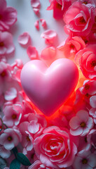 pink roses and heart