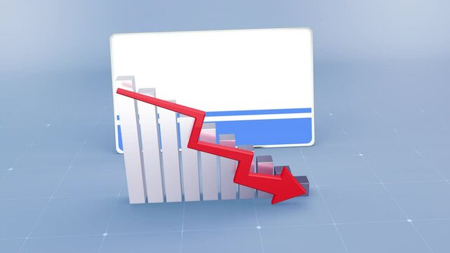 Altai Republic country flag and bar chart graph showing decreasing values a red arrow economic crisis concept. Flag of Altai Republic