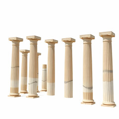 Obraz premium old greek stone pillars isolated on the white background