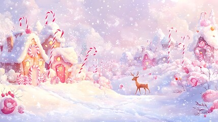 Enchanting Candy Cane Village Winter Wonderland Scene