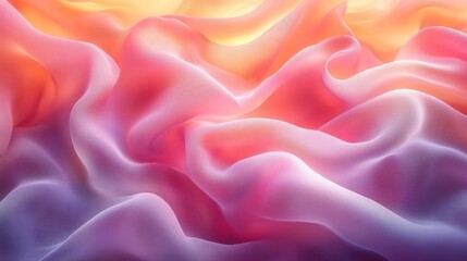 Obraz premium Gentle Abstract Waves of Pink Orange and Purple in Soft Gradient Colors. Generative AI