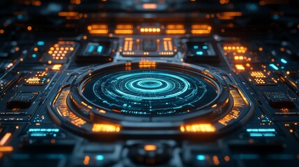 Futuristic Sci-Fi Technology Control Panel. Generative AI