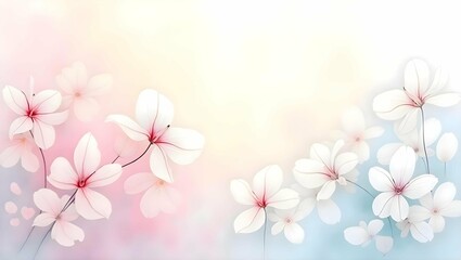 Fototapeta premium Ethereal Gypsophila Watercolor Painting in Soft Pastels with Gentle Brush strokes