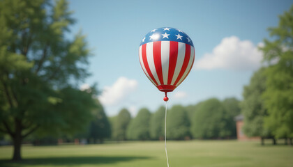 Obraz premium Hot Air Balloon Style Patriotic Decoration in Park