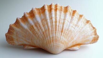Obraz premium Scallop shell on white background, ocean themed decor