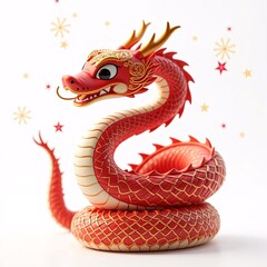 Fototapeta premium Chinese New Year Celebration with 3D Red Snake Isolated