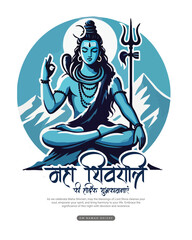 Happy Maha Shivratri Lord Shiva with Har Har Mahadeva Social Media Post template banner