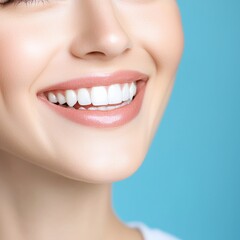 Obraz premium A close-up of a woman smiling, symbolizing happiness and positivity.