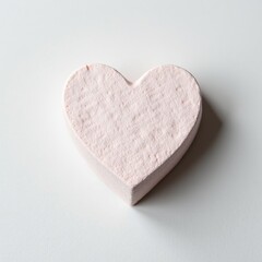 Fototapeta premium Pale pink textured heart shape, isolated on white background