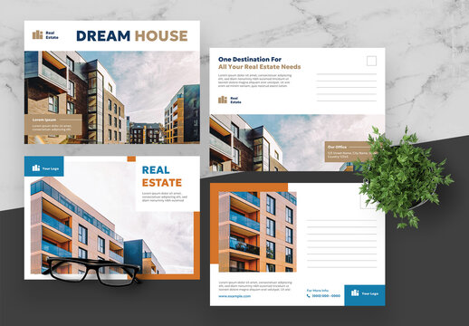 Blue And Beige Business Postcard 