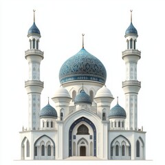 Majestic Mosque, Blue Domes, Cityscape, Isolated, Religious