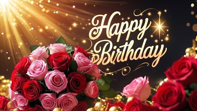 happy birthday card with roses