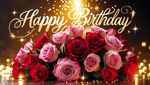 happy birthday card with roses