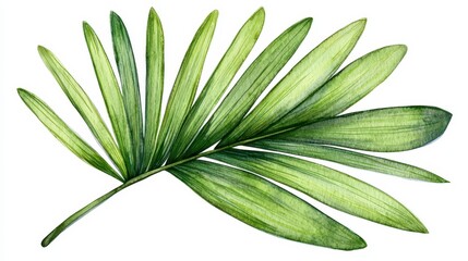 Obraz premium Lush Green Tropical Palm Frond Watercolor Illustration