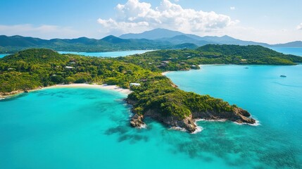 Fototapeta premium Aerial View of Pristine Caribbean Island Beach